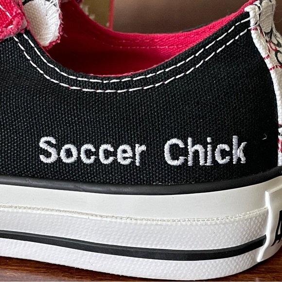 Converse One Reds “Soccer Chick” Custom Sneakers | Women’s 8 Y2K Red Black NWT - Picture 9 of 16